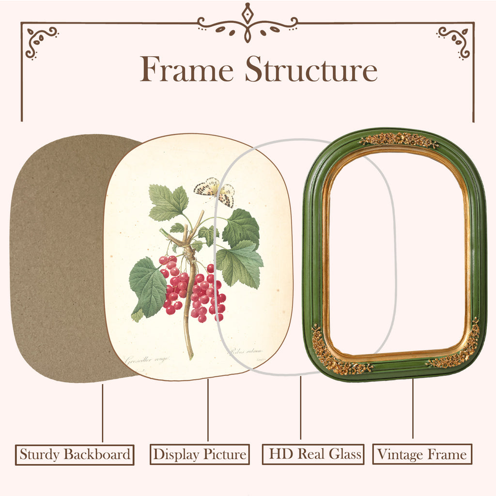SIKOO Vintage Floral-Carved Arched Frame with Oil Painting