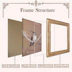 SIKOO Vintage Leaf Scroll-Carved Picture Frame with Hummingbird Art Print