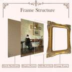 SIKOO Vintage Openwork Acanthus Carving  Frame with Oil Painting